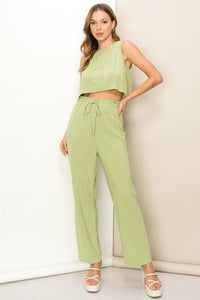 Lime Green Simply You Sleeveless Top And Pants Two-Piece Set