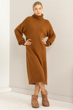 Pale Brown Too Cute Turtleneck Sweater Midi Dress