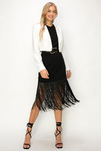 Black Sleeveless Stretch Bukled Belt Trim Fringed Midi Dress