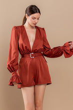 Brick Ruffle Hem V Neck Self Tie At Waist Romper