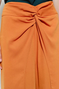 Clay Twist Front Draped High-waist Wide-leg Pants
