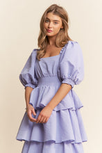 Lavender Square Neckline Ruffle Tiered Maxi Dress