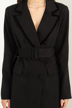 Black Up For The Day Belted Contrast Collar Blazer