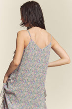 Sage Combo Floral Rufflr Spaghetti Strap Maxi Dress