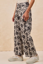 Grey/Black Rose Printed Twill Barrel Pants