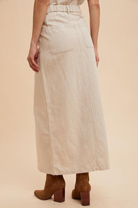 Linen Cotton Linen Split Seam Maxi Skirt