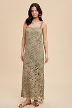 Dusty Olive Cotton Crochet Maxi Tank Dress