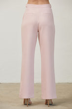 Lt Pink Stretch Woven Trousers With Button Detail