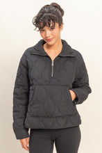 Black Quilted Half Zip High Neck Pullover