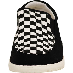 Black Checker Slip-On Boat Shoes