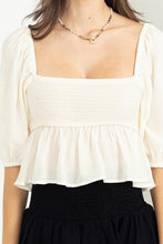 Cream Good Vibes Smocked Peplum Top
