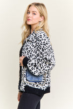 White Print Jacket With Denim Pockets
