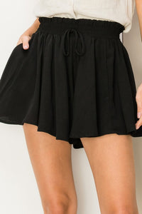 Black My Flare Paper Bag Waist Shorts