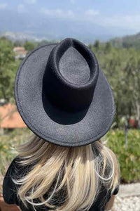 Black Flat Brim Fedora Fashion Hat For Kids