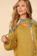 Butterscotch/Olive Multi Color Check Peekaboo Cut Out Hoodie