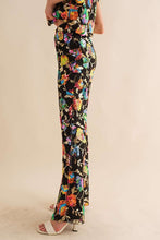 Black Multi Sequin Flower Boots Cut Long Pants