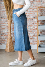 Med Wash String Cargo Pocket Denim Long Skirt