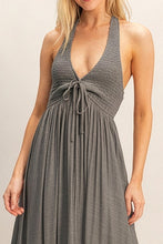 Light Gray Halter Neck Smocked Maxi Dress