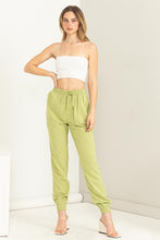 Pale Olive Chic Status Linen Drawstring Jogger
