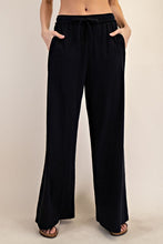 Black Cotton Slub Lounging Wide Pant