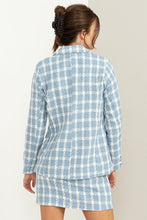 Blue Feeling Myself Checkered Double-Button Blazer