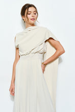 Ivory Sleeveless Draped Scarf-neck Jumpsuit