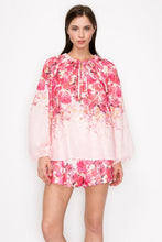 Pink Multi Floral Print Blouse and Belted Short Pants Set