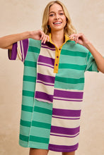 Mardi Gras Stripe Mix And Matched Mini Dress