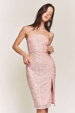 Blush Sequin Tube Slit Midi Dress