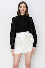 Black Long Sleeves Floral Lace Shirt Top