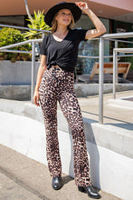 Brown Plus Size Animal Print Flared Yoga Pants