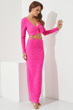Fuchsia 3pc Set Of Top Cardigan And Skirt