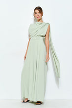 Lt.Green Sleeveless Draped Scarf-neck Jumpsuit
