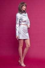 Silver Moto Jacket And Mini Skirt Set
