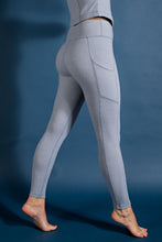 Chambray Rib Brushed High Rise Leggings With Pockets