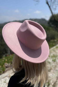Pink Flat Brim Fedora Fashion Hat For Kids