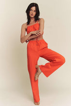 Orange Linen Halter Tie Top With Matching Pants Set