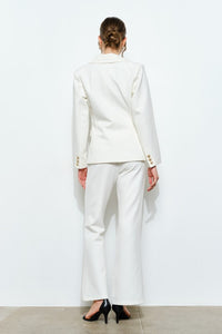 White High-waisted Flared Tailored Pants