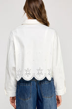 White Eyelet Hem Cotton Jacket