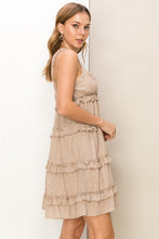 Coffee Sleeveless Ruffled Mini Dress