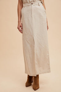 Linen Cotton Linen Split Seam Maxi Skirt