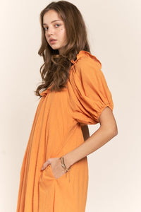 Pumkin Spice Open Back U Neck Maxi Dress