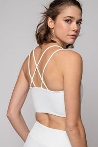 White Plus Size Nylon Rib Sports Bra