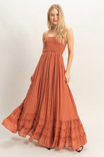 Rust Smocked Halter Maxi Dress