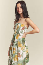 White Combo Leaf Print Smocked Tube Wide Leg Jumpsuit