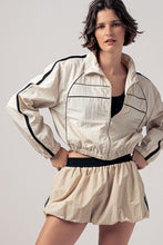 Cream Retro Sport Cropped Track Jacket