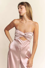 Mauve Satin Pintucked Bust Open Back Wide Leg Jumpsuit