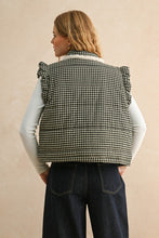Black Gingham Pattern Sherpa Pocket Vest