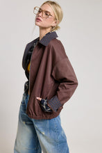 Chocolate Contrast Plaid Barn Jacket