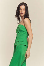 Kelly Green Linen Tube Button Down Vest With Pants Set